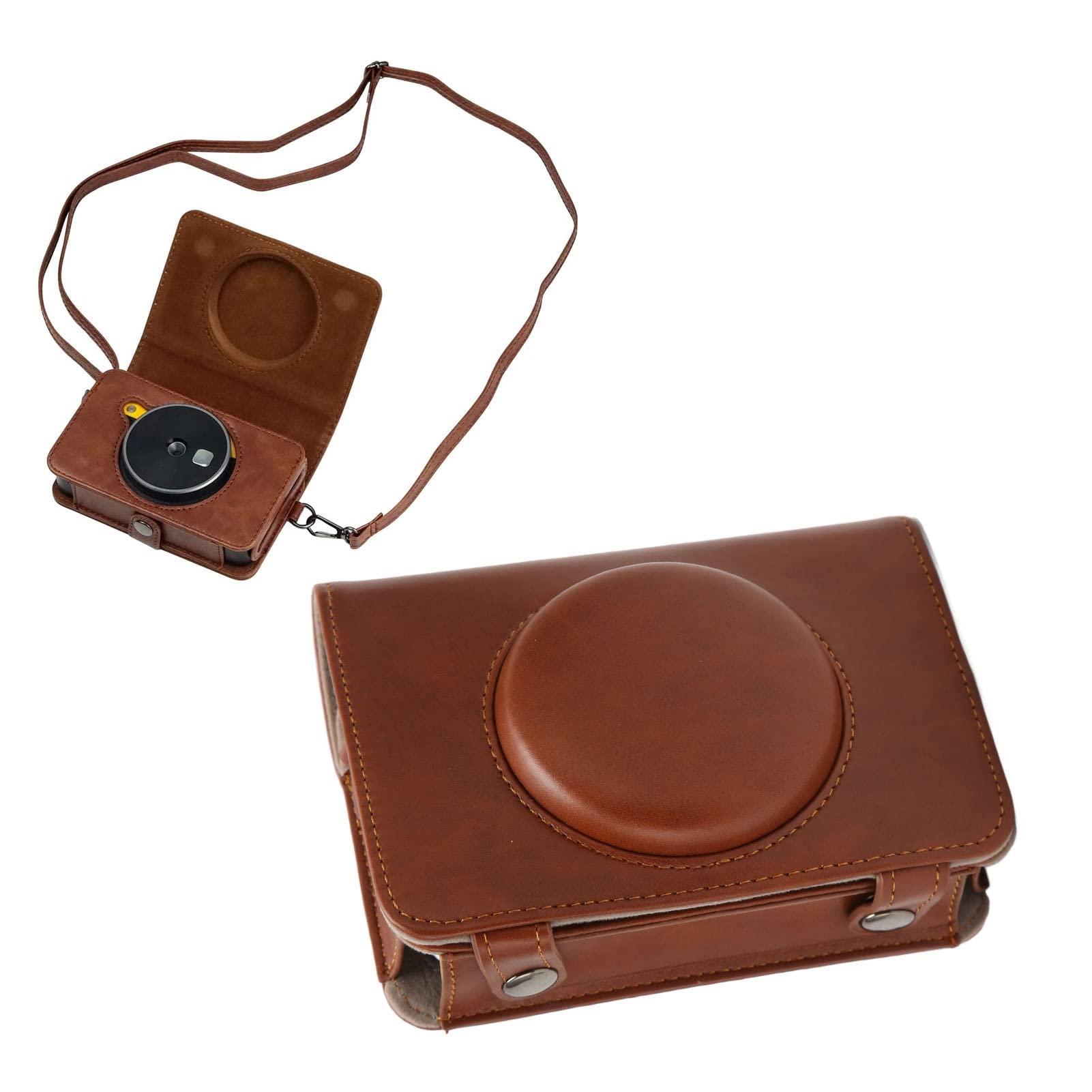 Sxhlseller Retro Camera Case for C210R Mini Shot 2, Soft PU Leather with Adjustable Shoulder Strap, Detachable Front Part, Lightweight