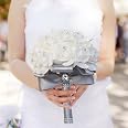 Matoen Wedding Bouquet Bridal Bridesmaid Holding Flowers Foam Roses Artificial Fake Flower Hand Bouquets With Crystals Soft Ribbons - Walmart Supplies