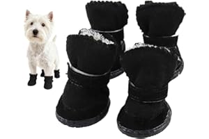 GabeFish Puppy Cute Cozy Warm Anti Slip Winter Boots for Small Medium Dogs Pets Cats Thicken Fleece Snow Shoes Black X-Small