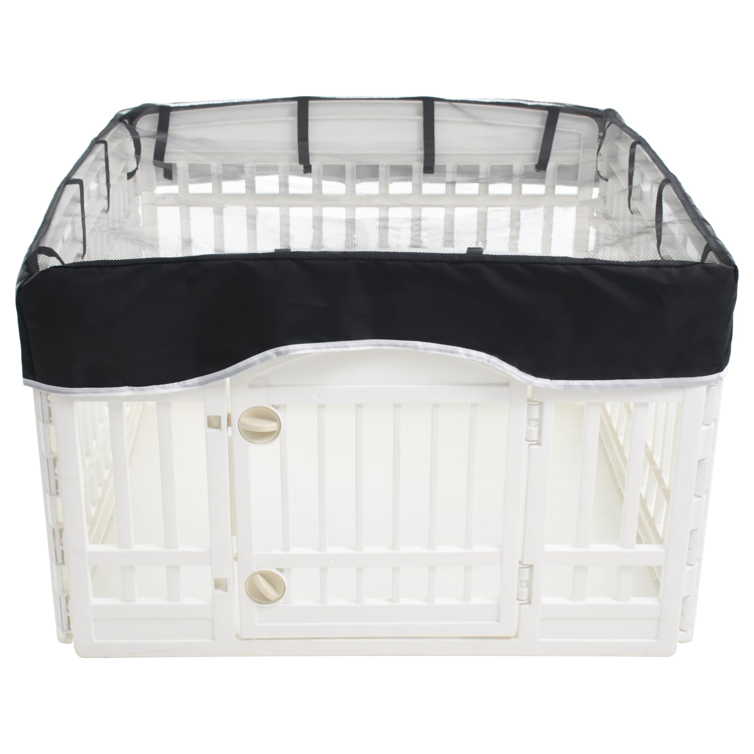 Zuisfau Dog Playpen Mesh Cover, Fits 36 Inch 4-Panel Regular Square Plastic Exercise Pen, Black, Telescopic Buckle Connections (Note: Cover Only, Playpen Not Included)