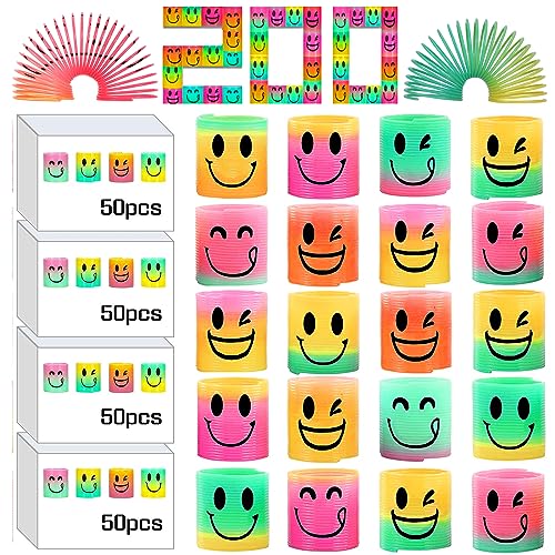 AZEN 200 Pcs Mini Spring Party Favors for Kids 3-5 4-8, Goodie Bags Stuffers for Birthday Party, Classroom Prizes Kids Prizes, Small Bulk Toys Gifts (4 Smile)