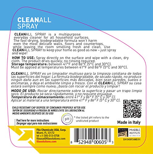 FILA Surface Care Solutions CLEANALL Spray: Mild Detergent, All Purpose Cleaner, Suitable to Clean The Whole House Daily, Works on All Surfaces, 24 OZ