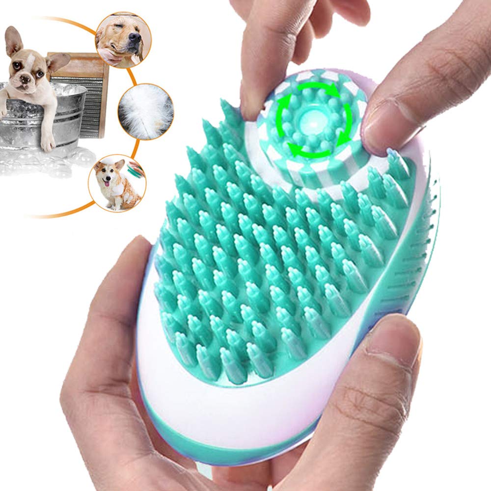 FKZX Pet Bath Massage Brush,Grooming Brushes for Dogs,Bath and Groom Brush, Foaming Soft Massage Brush Continuously Promote Blood Circulation Pet Cleaning Hair Removal(Green)