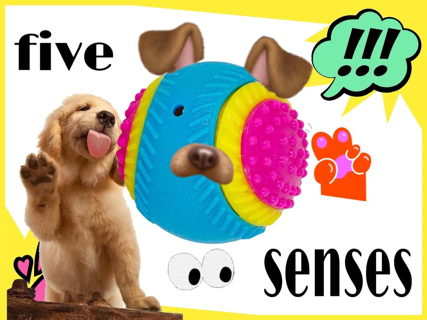AVANZONA Dog Ball, 5 Senses Rubber Ball 8 CM, Balls for Dogs, Sensory