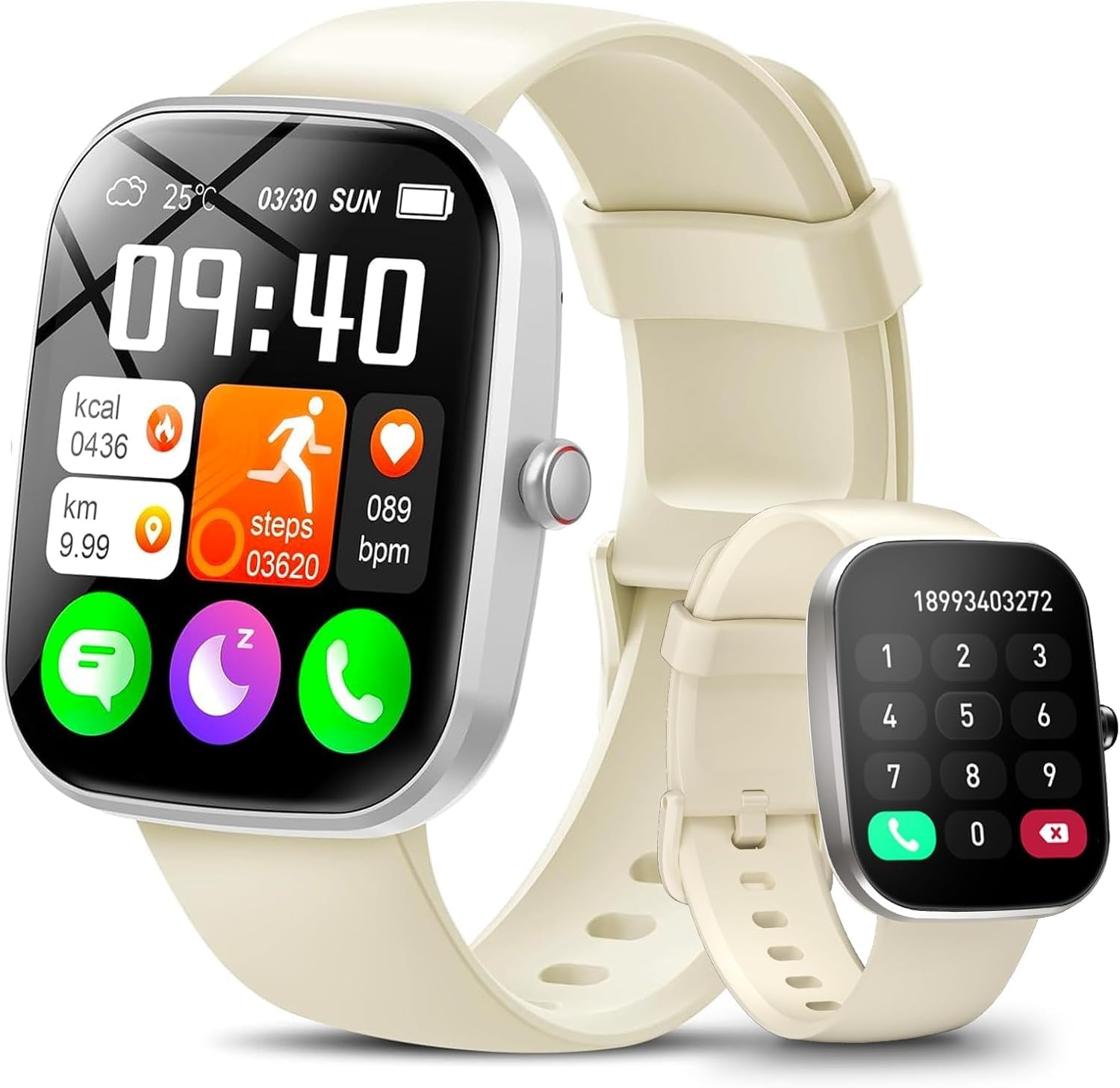 Photo 1 of Smart Watch for Men Women, 1.91" HD Touch Screen Fitness Watch with 120+ Sports Modes, Fast Charging Smartwatch with Bluetooth Call Answer/Make, IP68 Waterproof Fitness Watch for Android/iOS, White
