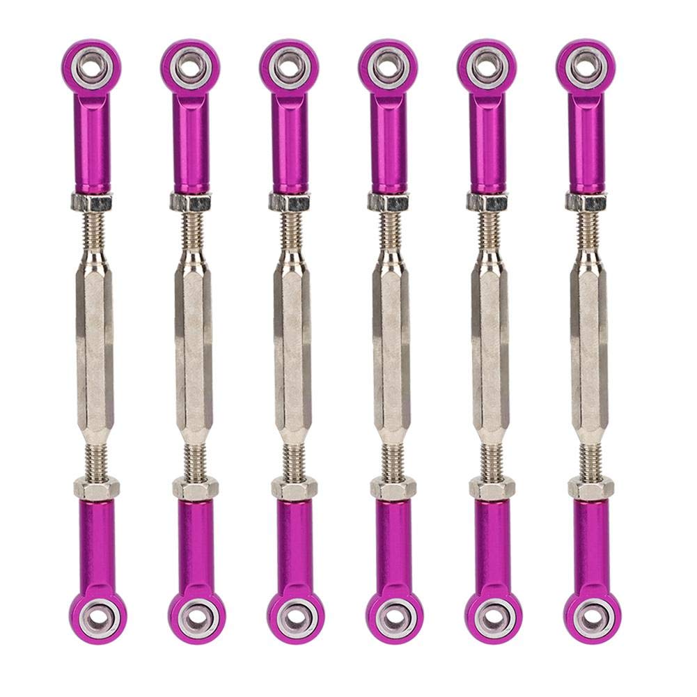Tbest Push Rod, 6Pcs 88mm Aluminum Alloy Adjustable Push Rods Turnbuckle Rod Linkage for RC Car Models(purple) Model Toy