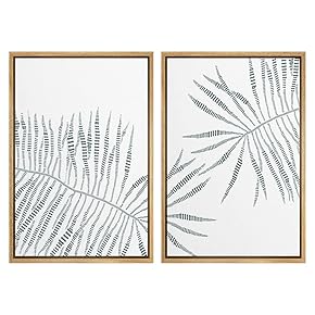 SIGNWIN Framed Wall Art Print Set Minimal Fern...