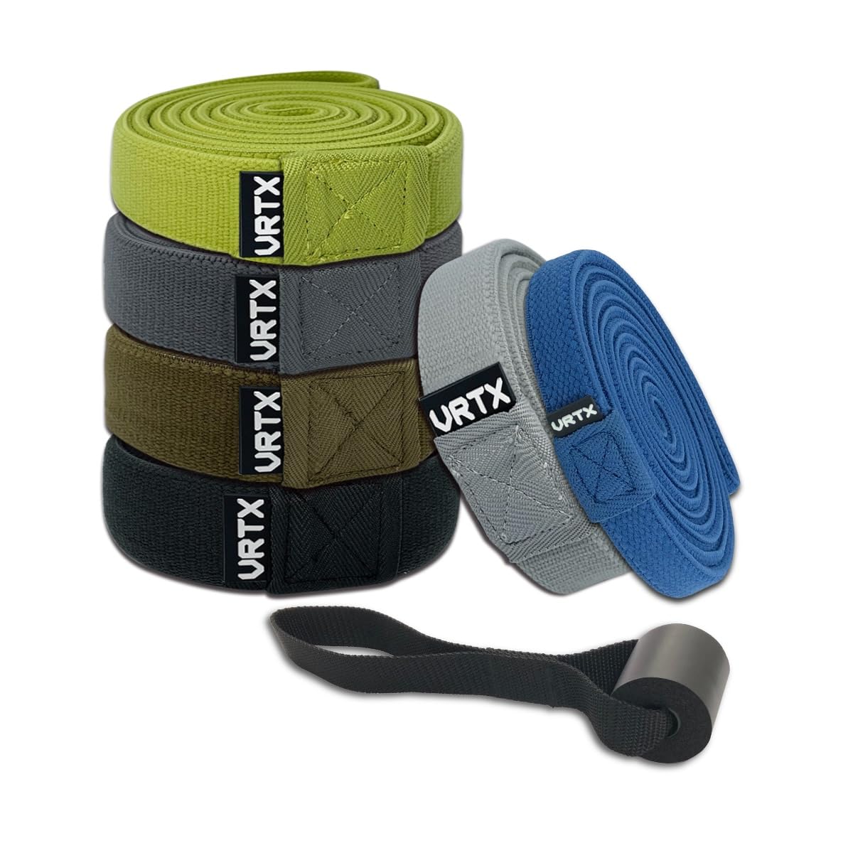 Photo 1 of VRTX Fabric Resistance Bands for Men & Women | Long Exercise Band for Workout, Stretch, Yoga, Full Body Training | Soft Mesh Cloth, Non-Slip, High Durability Elastic Straps - Set of 6 (Full Package)