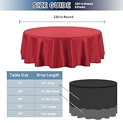 PureFit 6 Pack Red Round Table Cloths 120