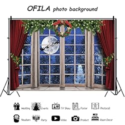 OFILA 8x6ft Christmas Window Backdrop for