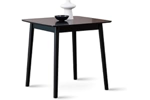Livinia Aslan 29.5" Square Wooden Dining Table/Mid Century Modern Solid Wood Kitchen Desk (Black)