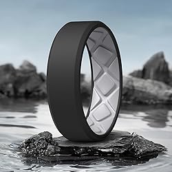 Egnaro Men's Silicone Rings, 7.5mm Wide 2.5mm Thick