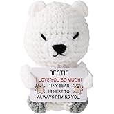 TOYMIS Positive Polar Bear Crochet, Emotional Knitted Polar Bear with Cheer Card Support Crochet Animal Doll for Encouragement Gift Birthday Christmas Stocking Stuffers (for Bestie)