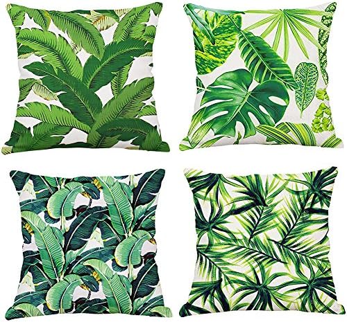 MHB Decorative Cushion Cover Pillowcase Cushion Case for Couch/Bed 18 x 18 inch, Set of 4 European Creative Tropical Cushion Covers