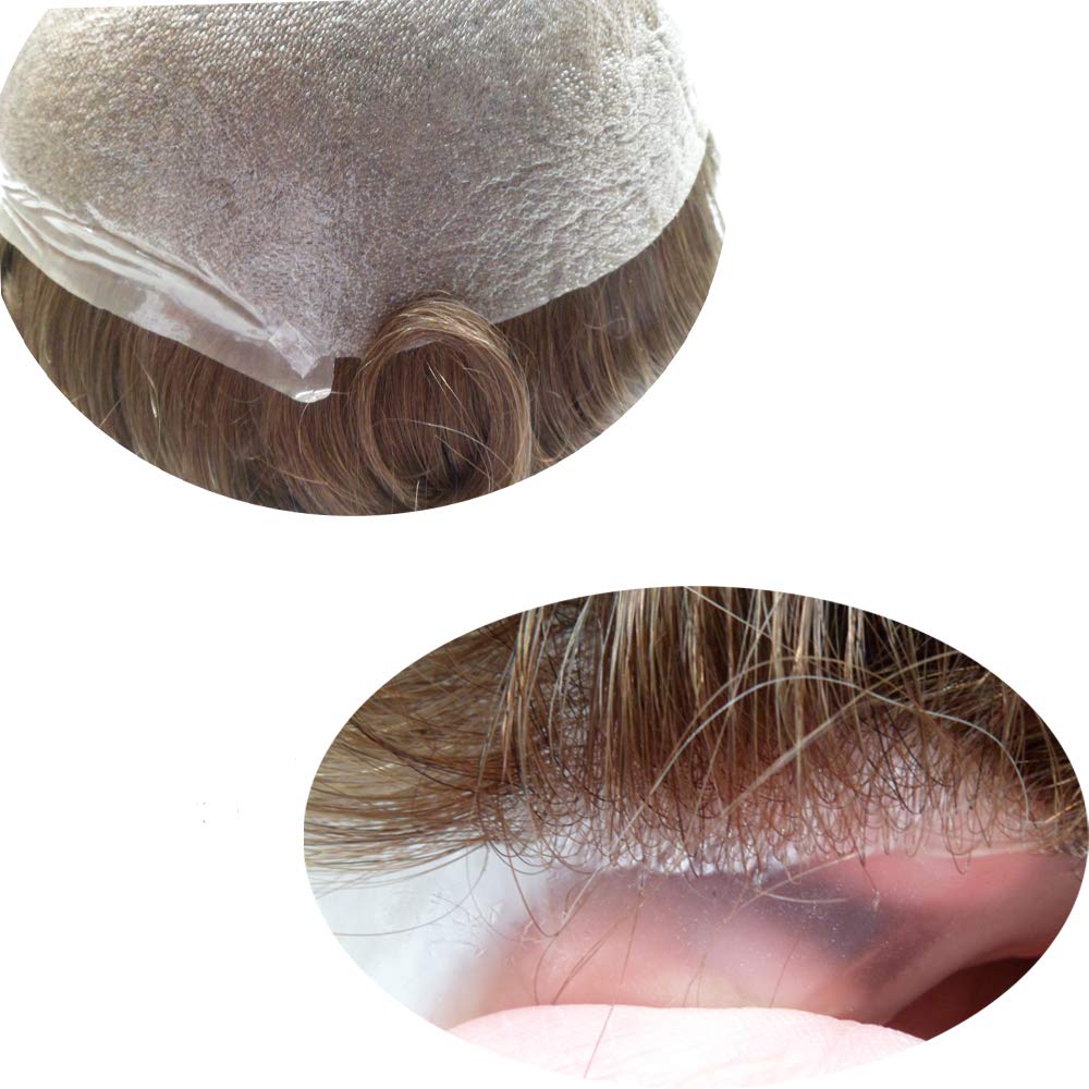 Hairnotion Super Thin Skin Amazing Natural 100% High Grade Hair Light To Medium Off Black With 20% gray hairToupee For Men (1B20#) โ image 1