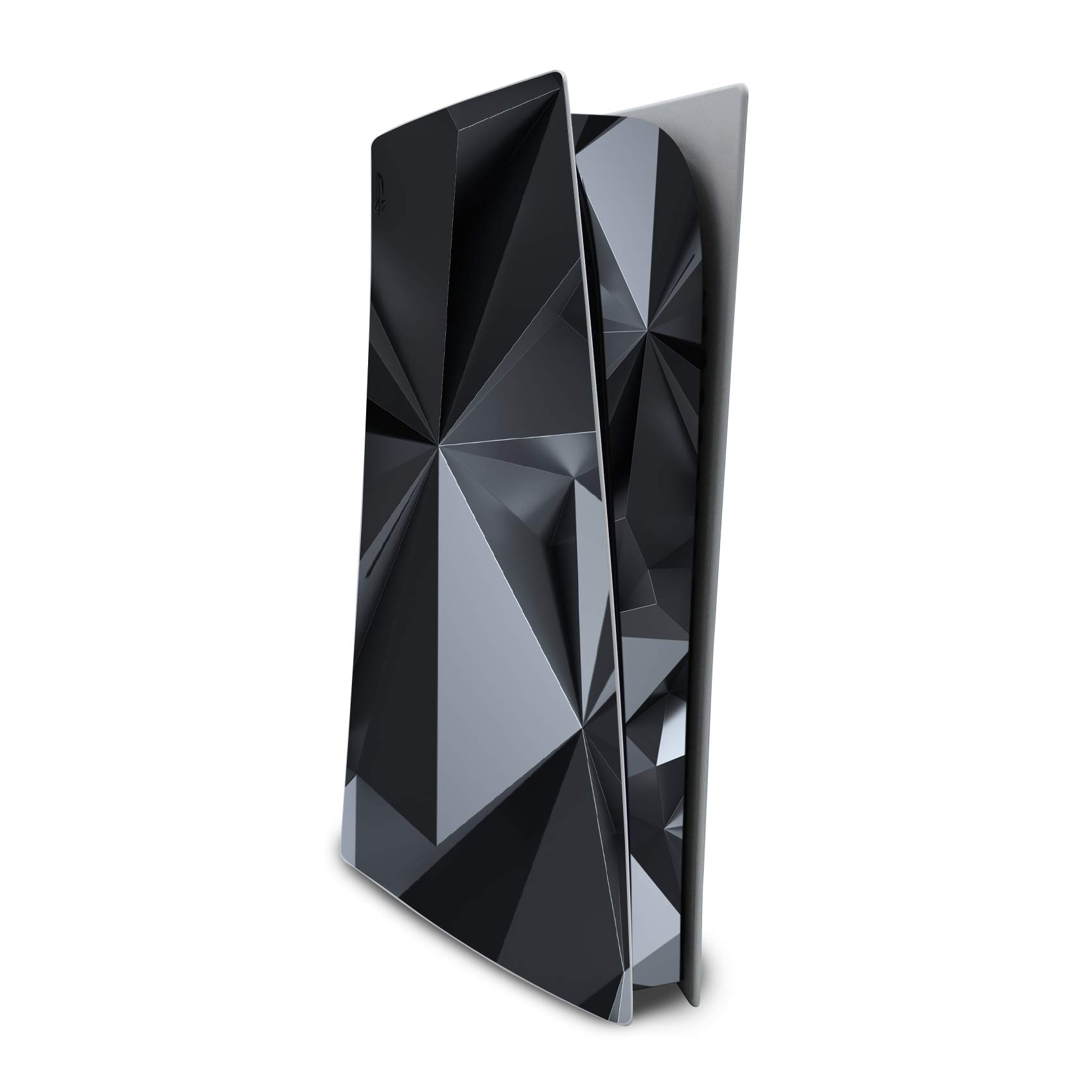 Finest Folia Protective Film Compatible with PS5 Sticker Case for Games Console Case Sticker Vinyl Film Skin Against Scratches Design Cover RX040 (Disc Edition, No. 3 Polygon Black)