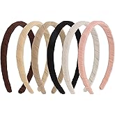 Wecoe Headbands for Women 6pcs Ruched Thick Headbands Non Slip Fashion Neutral Head Bands Comfortable Hairbands Hair Accessories for Women & Girls