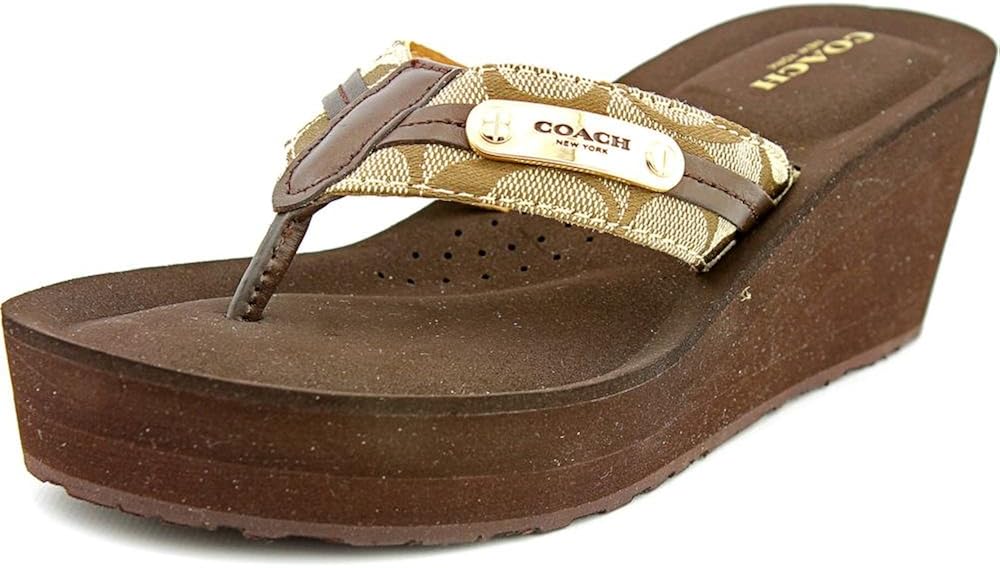 Coach Jaden Open Toe Canvas Wedge Sandal Pumps