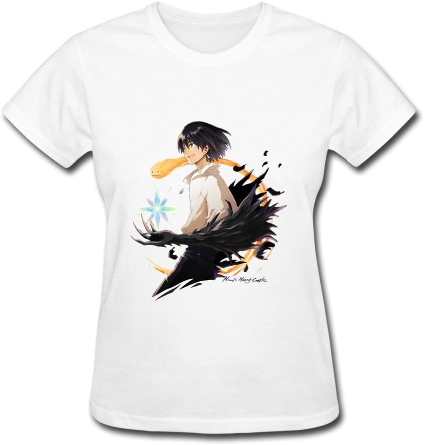 QMY Women's Howl's Moving Castle T-shirts White