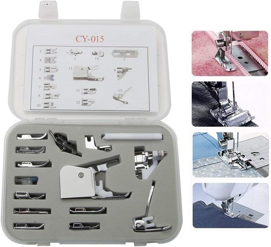 SimSel 15 Piece Sewing Machine Foot Set Snap On for Bernina Bernette 92C, Deco 500, 600, 680, 705, 715, 720