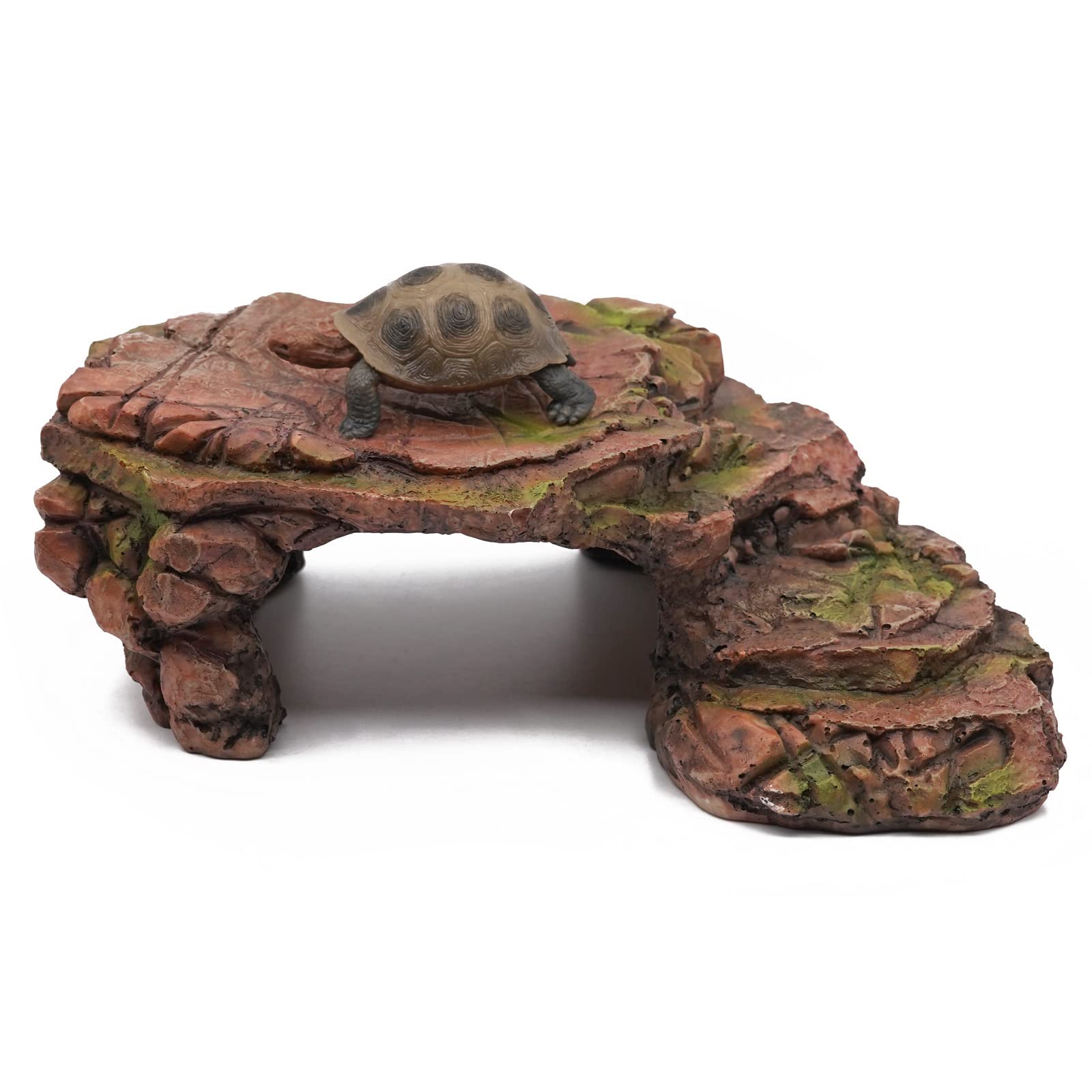 Svauoumu Turtle Basking Platform with Rock Ladder Reptile Hide Leopard Gecko Axolotl Shelter Aquarium Caves ​Terrarium Habitat Decoration