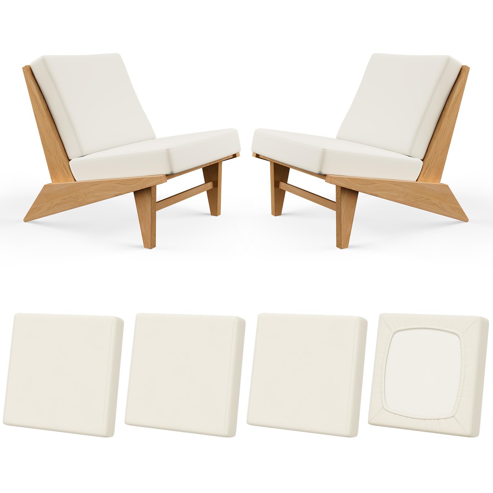 Photo 1 of ***MISSING PIECE*** Vorshape 4Pcs Patio Stretch Cushion Covers, Outdoor Couch & Sofa Replacement Slipcovers for Patio Furniture Cushion Covers, Washable Reusable Furniture Protector, Square Large, Beige