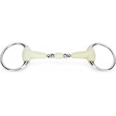 DAUZ Horse Snaffle Bit, Apple Flavor Stainless Steel Mouth Oval Link Loose Ring, Rubber Wrapped Horse Mouth Bit for Racing