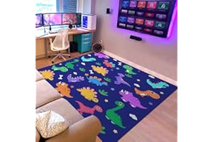 TVEINARD Large Cartoon Dinosaur Area Rugs for Kids Bedroom Game Room, Cute Dino Toddler Baby Boys Girls Crawling Play Rug Gaming Playing Carpet for Living Room Nursery Room, Machine Washable Rug 59 * 39inch