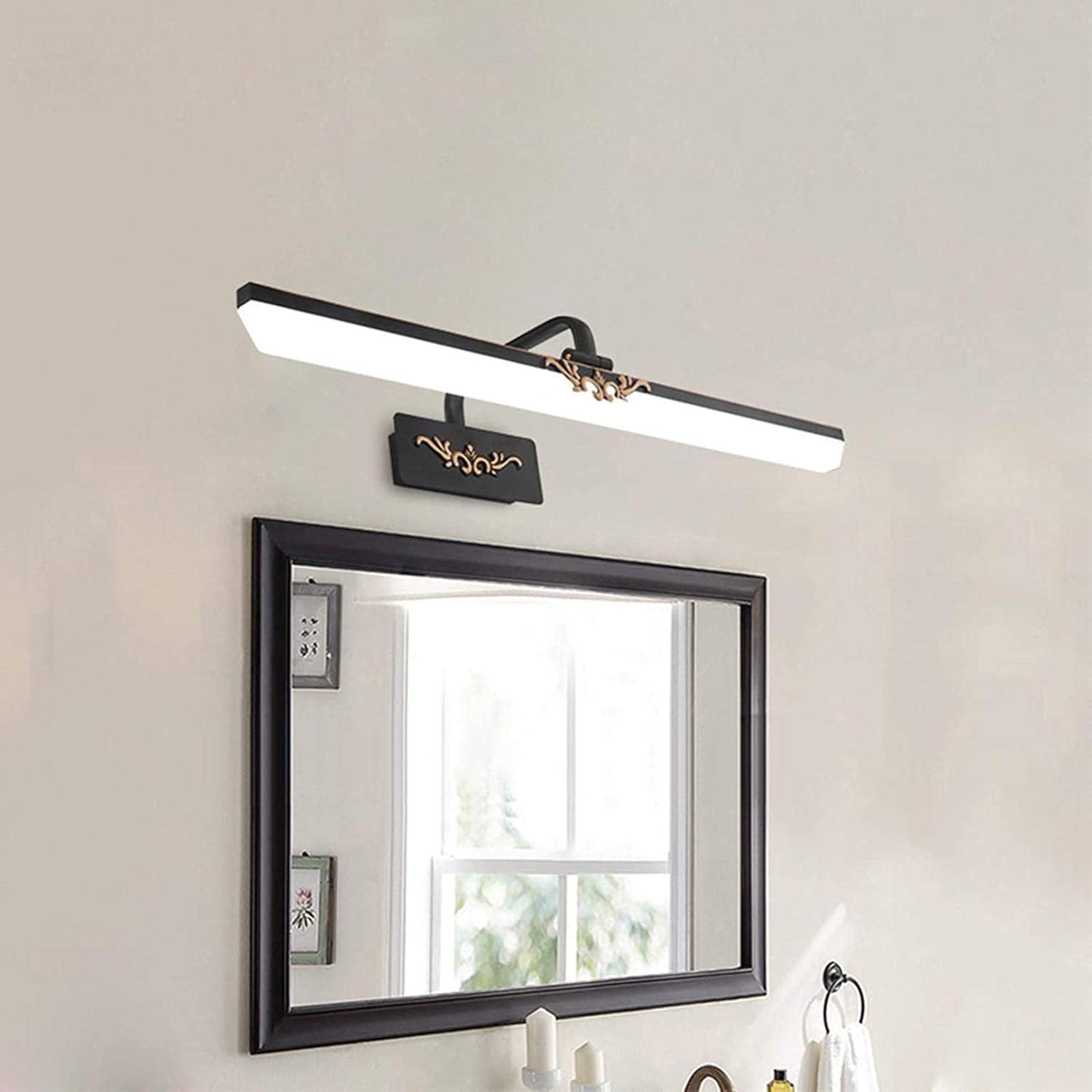 Ybzx LED-Spiegelleuchte Edelstahl Badezimmerspiegelleuchte, 240 ° Kopf