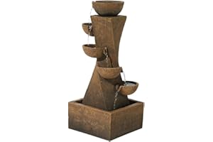 Cascading Bowls Rustic Outdoor Floor Fountain and Waterfalls 27 1/2" High with LED Light for Garden Patio Backyard Deck Home Lawn Porch House Relaxation Exterior Balcony - John Timberland