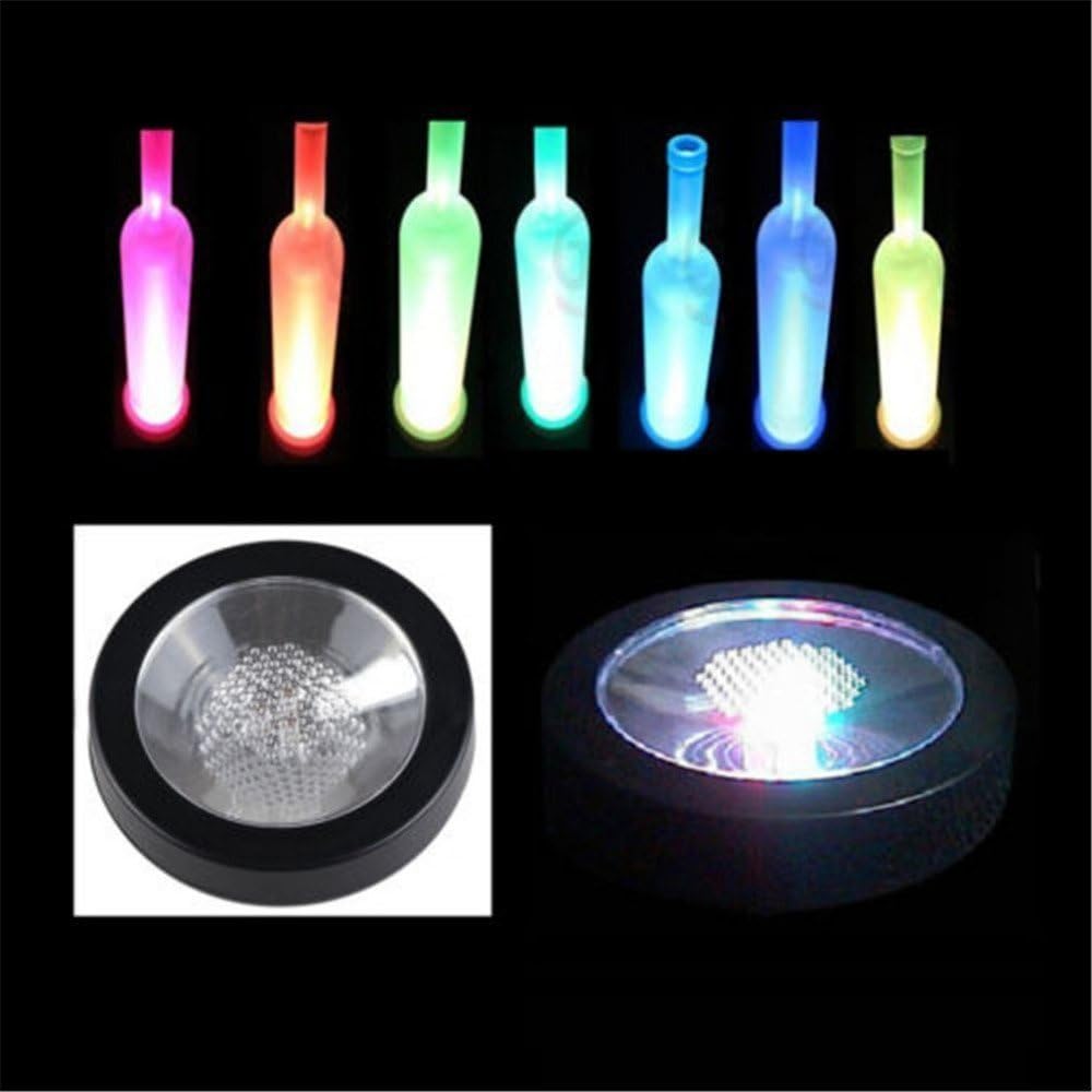 SYS LED Coaster Color Changing Light Up Bottle Drink Cup Mat Glow Bar Club Party Xmas Gift (4PCS)