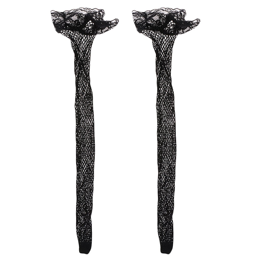 generic new arrival black lace top fishnet back seamed thigh high stockings