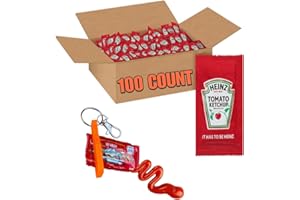 Concession Essentials Choice Ketchup | Heinz Tomato Ketchup Packets, 7 Gm, 100/Case + Key Chain Quick Release Squeeze | Perfect for Takeout Orders and Condiment Stations pack by NROMBOX | MADE IN USA.