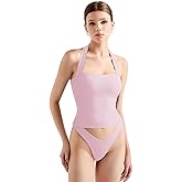 SUUKSESS Women Double Lined Halter Going Out Tops Open Back Basic Cami Tank Tops