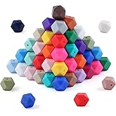 HHCFAST 96Pcs Hexagon Silicone Beads, 14mm Polygon Silicone Beads for Keychain Making, Pens and Bracelet Making（Multicolor）