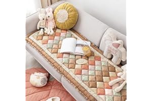 Yoovat Funny Pet Couch Covers for Sofa Plush Checker Plaid Sofa Covers for Pets Washable 3 Cushion Couch Sofa Mat Friendly (Oblique Lattice Coffee, 60x160 cm/23.6x63 in)