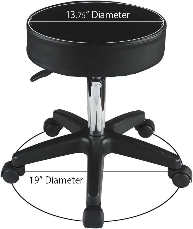 EACHPOLE 360 Degree Pivoting Stool with Rolling Wheels and Hydraulic Height Adjustment for Tattoo Shops, Salons, Drafting, Massage, APL1533: Kitchen & Dining