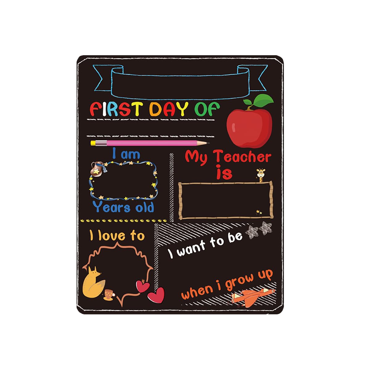 NUOBESTY First Day of School Chalkboard, Back to School Chalkboard Double Sided Sign for First Day Last of Student Introduce Board Prop