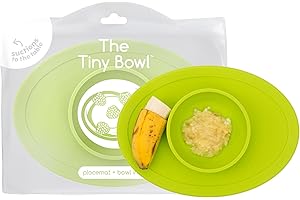 ezpz Tiny Bowl (Lime) - Silicone Baby Bowl with Suction for 6 Months + - Built-in Placemat - First Foods + Baby Led Weaning - Fits on All Highchair Trays - Suction Bowls for Baby