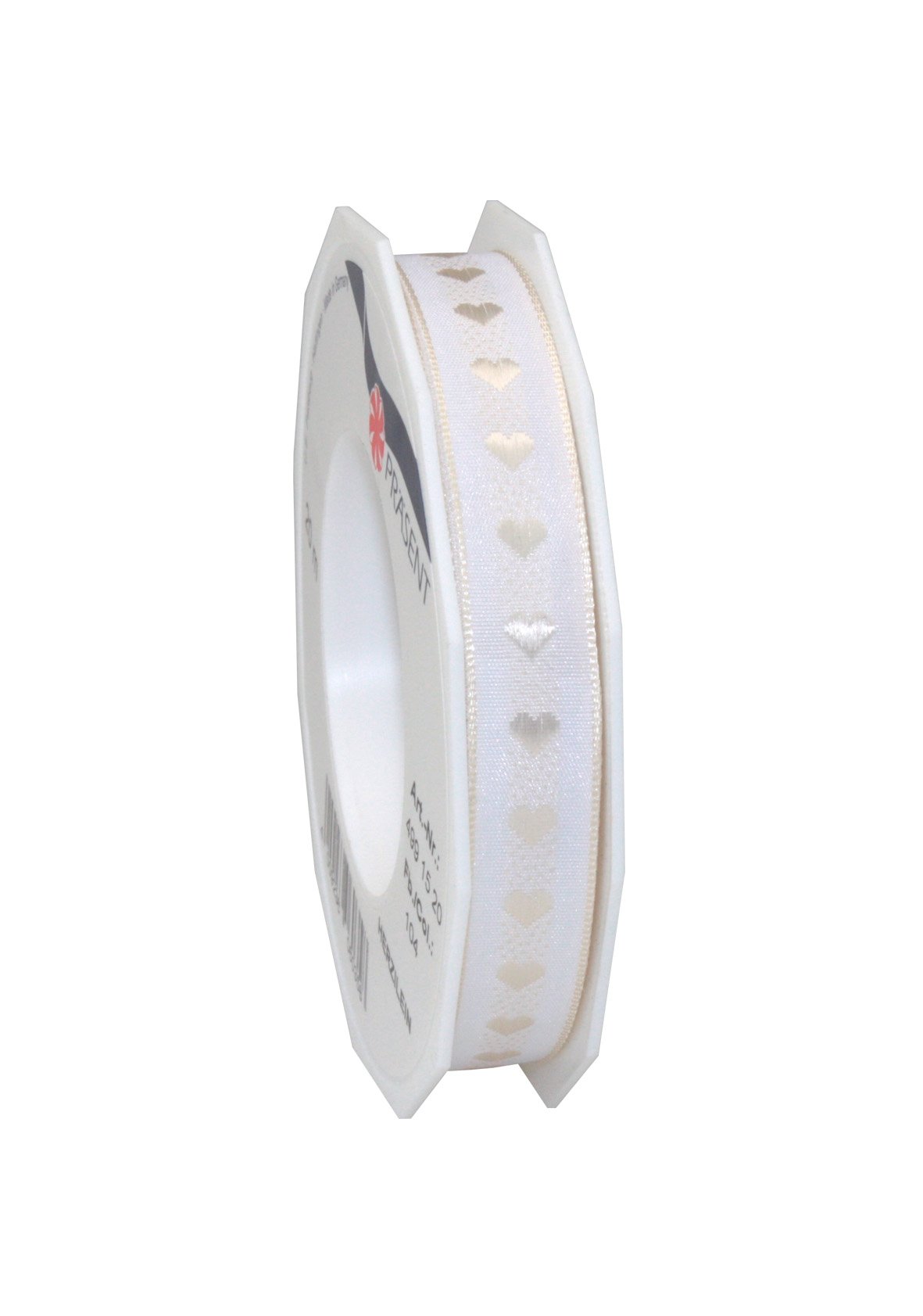 Präsent - Herzilein Printed Ribbon Cream 15 mm Width, 20 m Length — image 1
