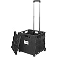 Office Depot Mobile Folding Cart With Lid, 16in.H x 18in.W x 15in.D, Black, 50801