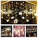AA Batteries Operated Curtain Lights with Remote,138 LED 12 Star Window Wall Icicle String Lights,8 Mode,Timer,Dimmable,Ideal for Outdoor Wedding Birthday Bar Camping Barbecue Party Decoration