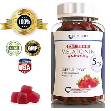 Powerful 5mg Melatonin Gummy Supplement for Restful Sleep - 90 Flavored Gummies - All Natural Melatonin