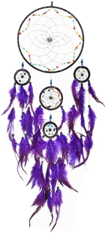 DrCor Large Purple Dream Catchers for Bedroom Handmade Dream Catcher for Kids Girls Teen Bedroom Wall Decor Party Decoration, 8x30 Inch