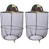 Bee Keeper Hat Veil,Mosquito Net Cap,Breathable Beekeeper Helmet Netting | 2Pcs Polyester Cotton Sunproof,Durable Brim Camo,Foldable Packable Beekeeping,Gnats Bug Insect Hood Mask,Costume Men Women