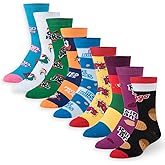 Crazy Socks - Breakfast Cereal Crew Sock Gift Set - 9-Pack Novelty Crew Socks Value Bundle - Size Large for Men & Women - Funny Food-Themed Cool Sox - Cozy Daily Wear - Great Gift for Fans Holidays
