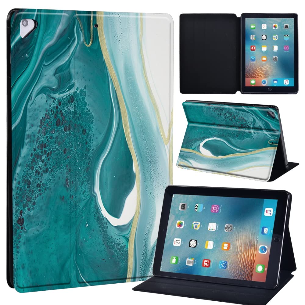 Leather slim lightweight Stand Cover Case for Apple New iPad 9.7 2018 2017(6th Gen, 5th Gen)/iPad Air 2/iPad Air/iPad Pro 9.7 Tablet with Auto Wake/Sleep (emerald green)