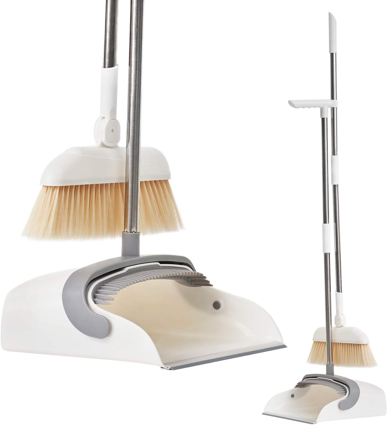 Magnetic Broom and Dustpan Set Standing with Adjustable Long Handle and Rotating Head for Home Kitchen Lobby Office Floor Cleaning: Kitchen & Dining