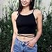 Women's Sexy Sleeveless Strap Lace Up Criss Cross Casual Cami Tank Crop Top Black