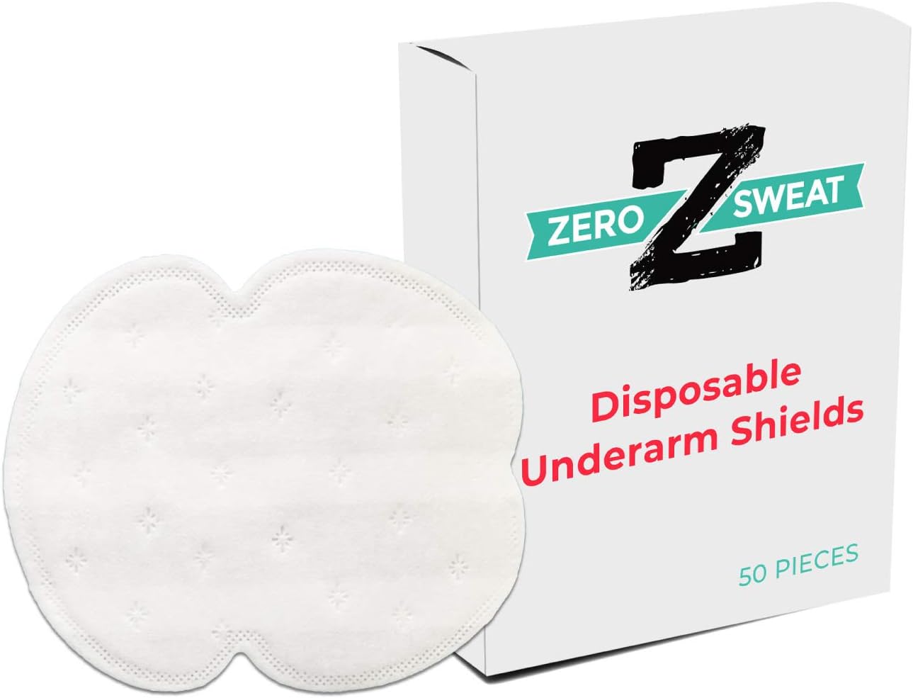 ZeroSweat Underarm Sweat Pads | Block Sweat w/ Natural Disposable Absorbent Pads (50 Pads)